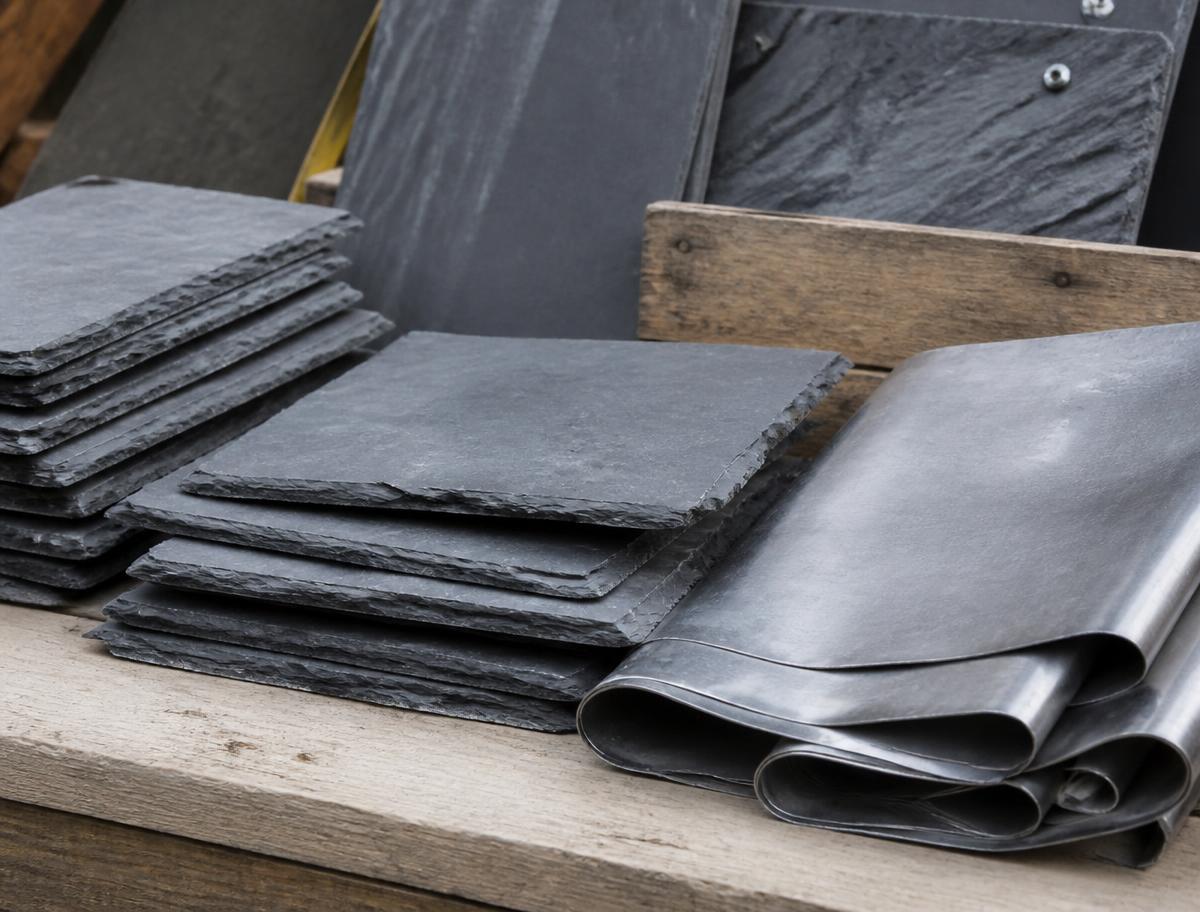 Slate and lead roofing materials